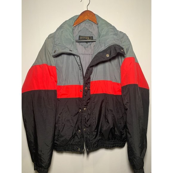 Vintage Porsha by Winer Puffer Mens Black Red Jacket Sz Large - Picture 1 of 3